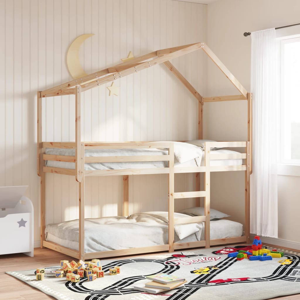 Stapelbedframe zonder matras massief grenenhout 90x190 cm – afbeelding 1