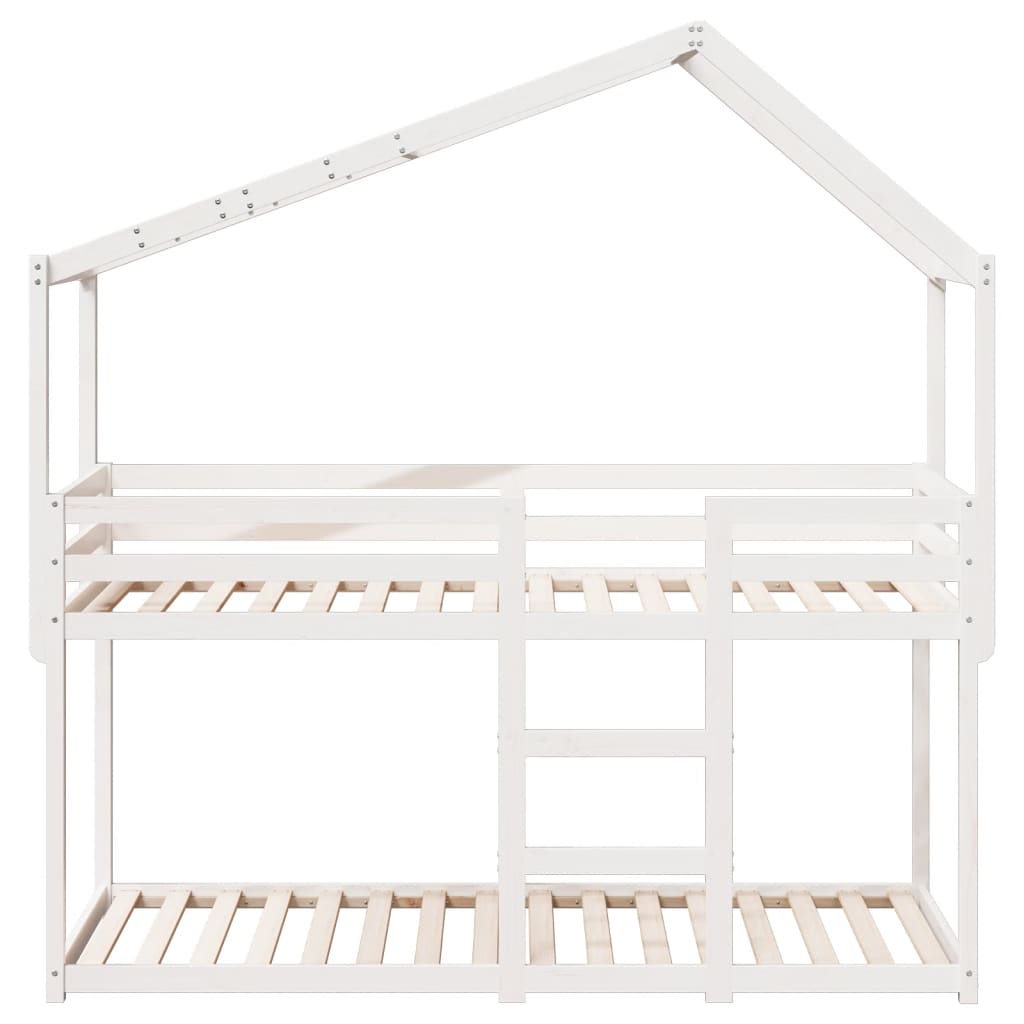 Stapelbed met dak massief grenenhout wit 75x190 cm – afbeelding 4