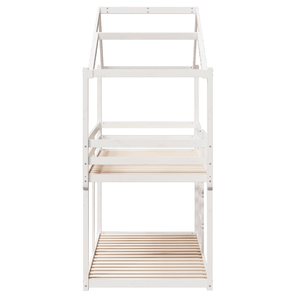 Stapelbed met dak massief grenenhout wit 75x190 cm – afbeelding 7