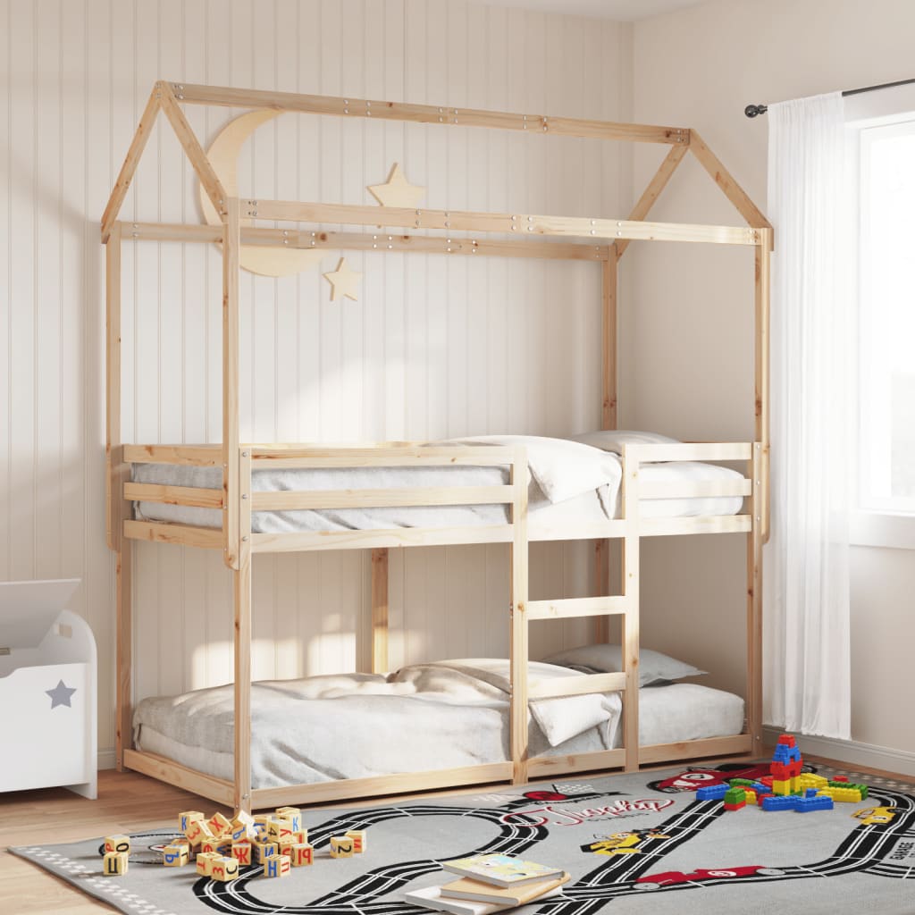 Stapelbedframe zonder matras massief grenenhout 90x200 cm – afbeelding 1