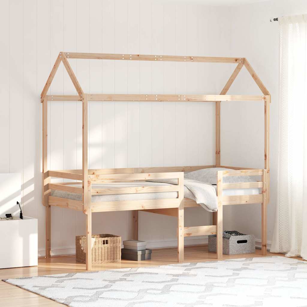 Hoogslaper met bedhuis massief grenenhout 80x200 cm – afbeelding 1