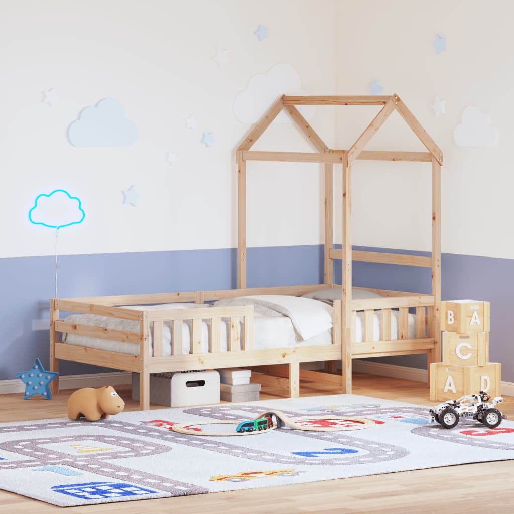 Bedframe met huisje massief grenenhout 75x190 cm – afbeelding 1