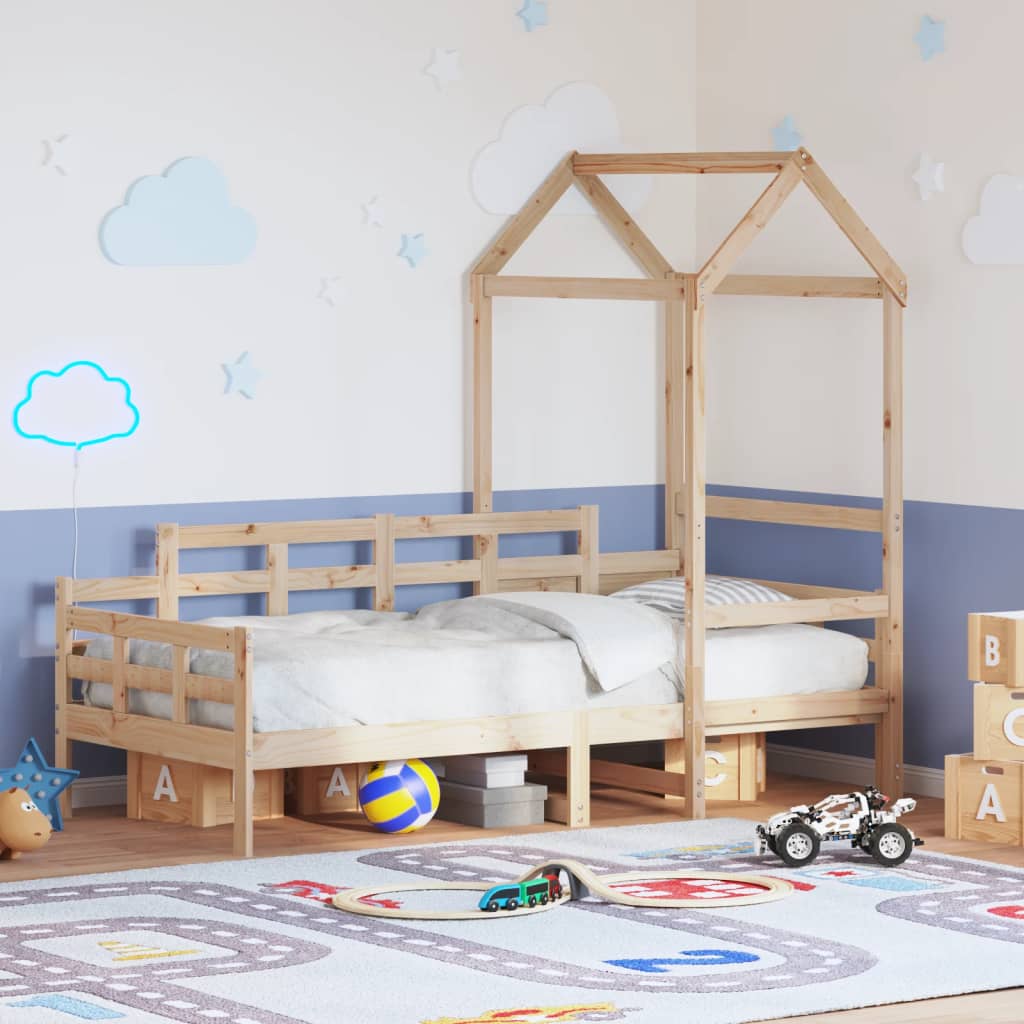 Slaapbank met huisje 80x200 cm massief grenenhout – afbeelding 1