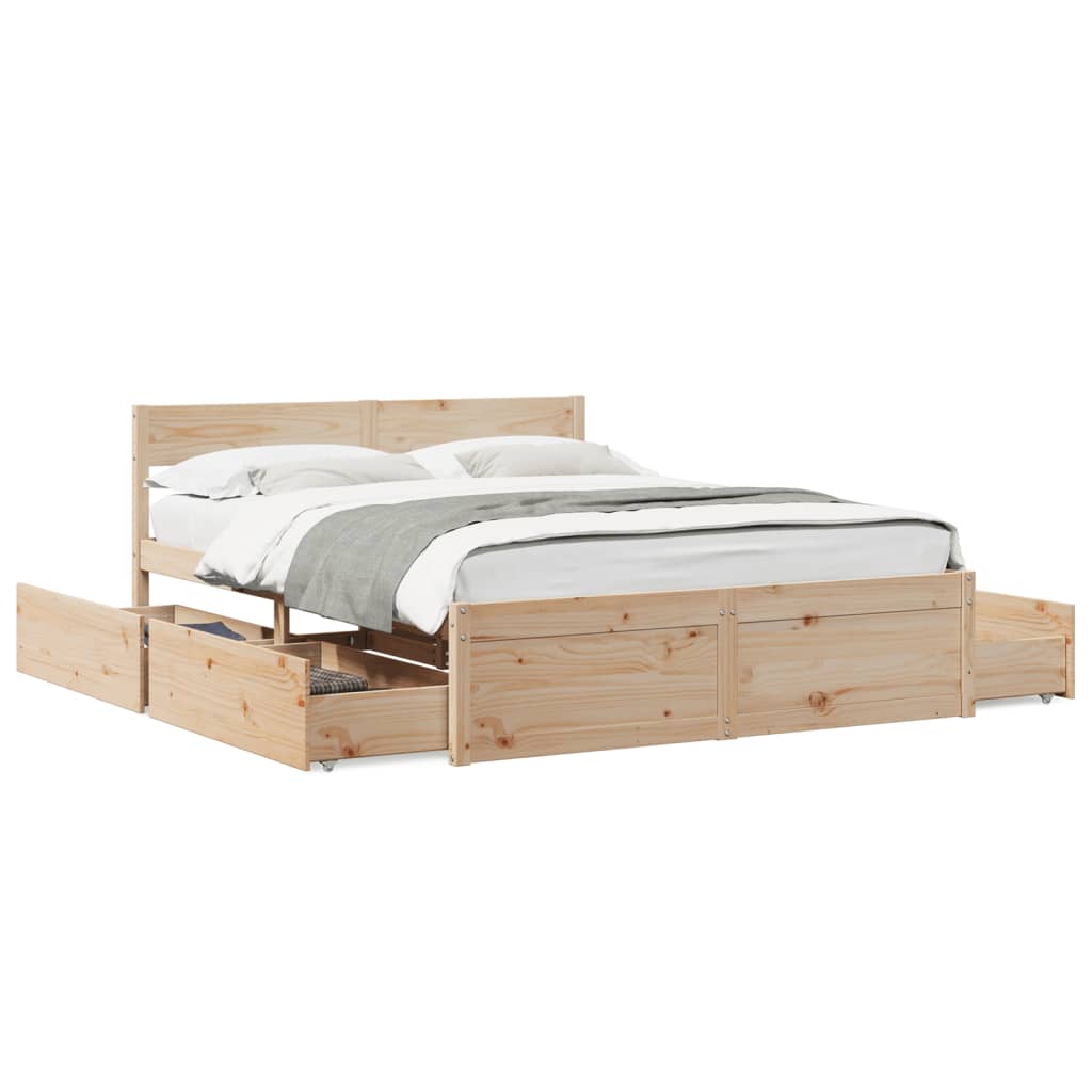 Bedframe zonder matras massief grenenhout 160x200 cm – afbeelding 2