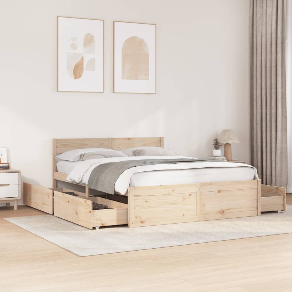 Bedframe zonder matras massief grenenhout 150x200 cm – afbeelding 1