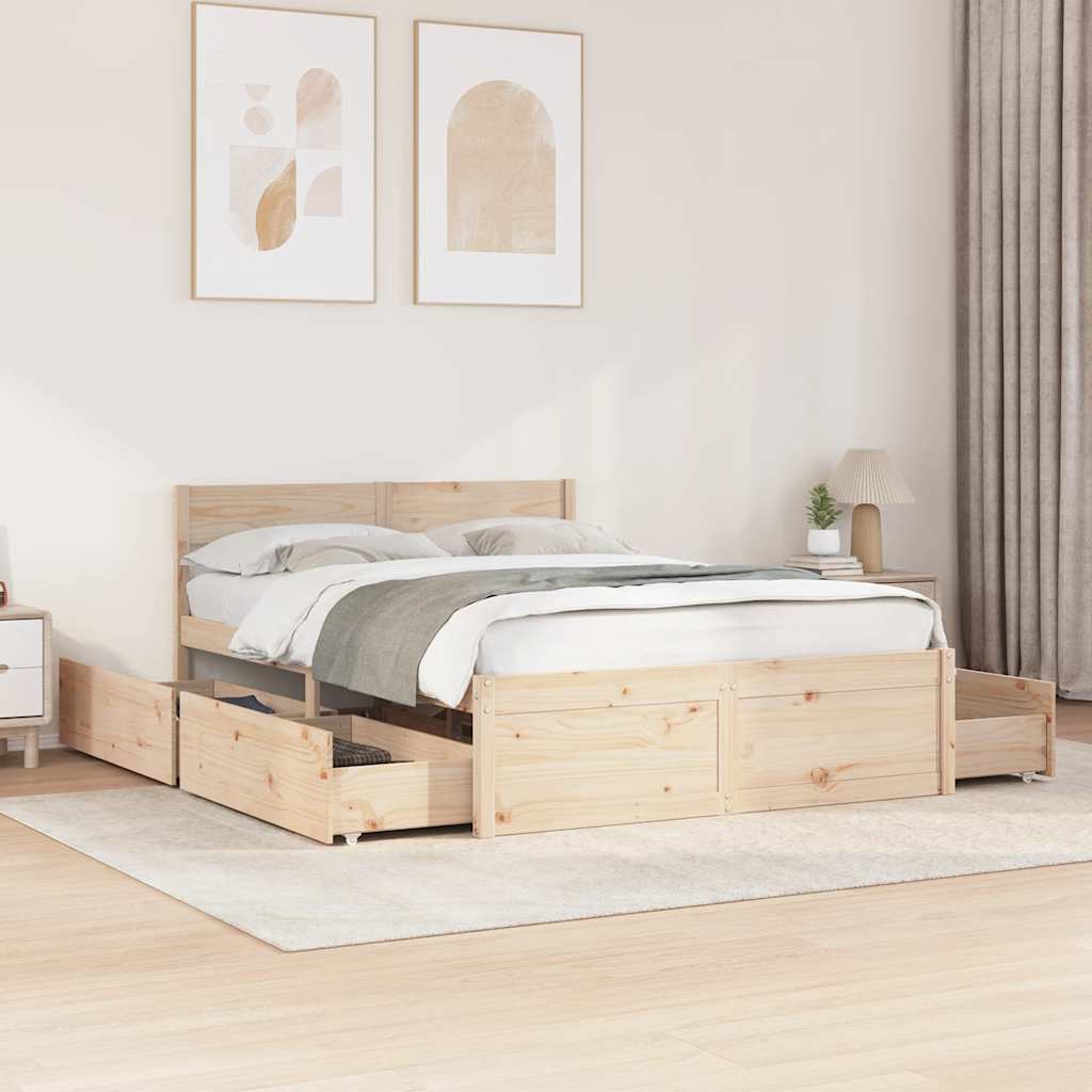 Bedframe zonder matras massief grenenhout 135x190 cm – afbeelding 1