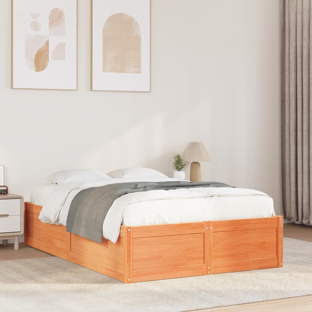 Bedframe zonder matras massief grenenhout wasbruin 120x190 cm – afbeelding 1