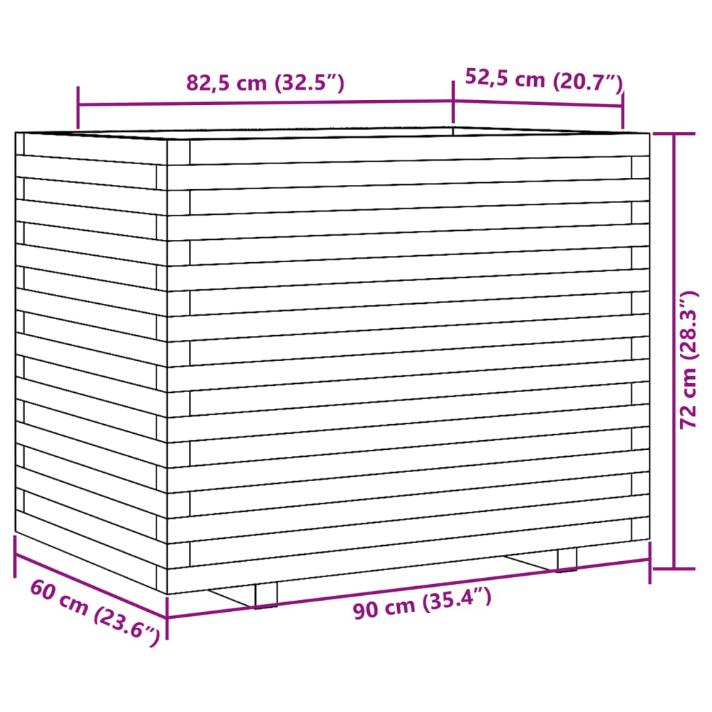 Plantenbak 90x60x72 cm geïmpregneerd grenenhout – afbeelding 10