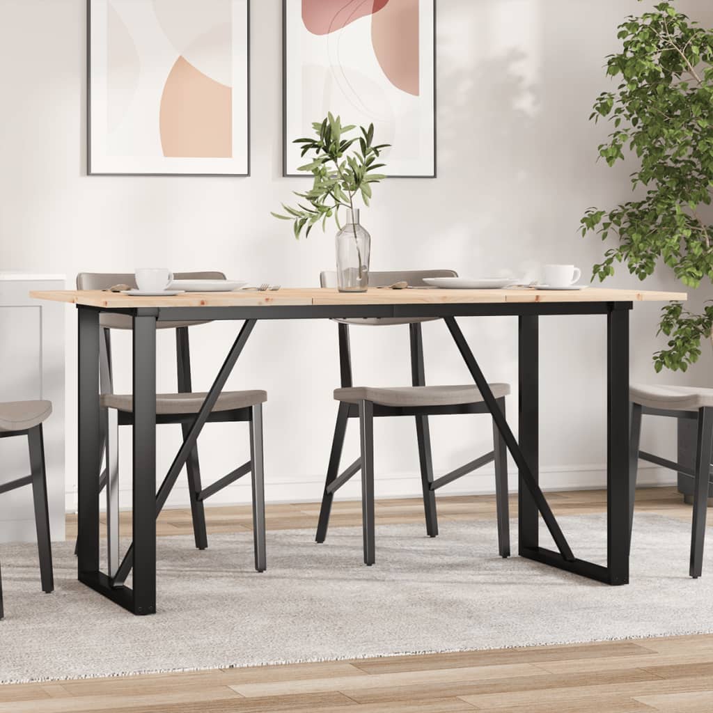 Eettafel O-frame 160x80x75 cm massief grenenhout en staal