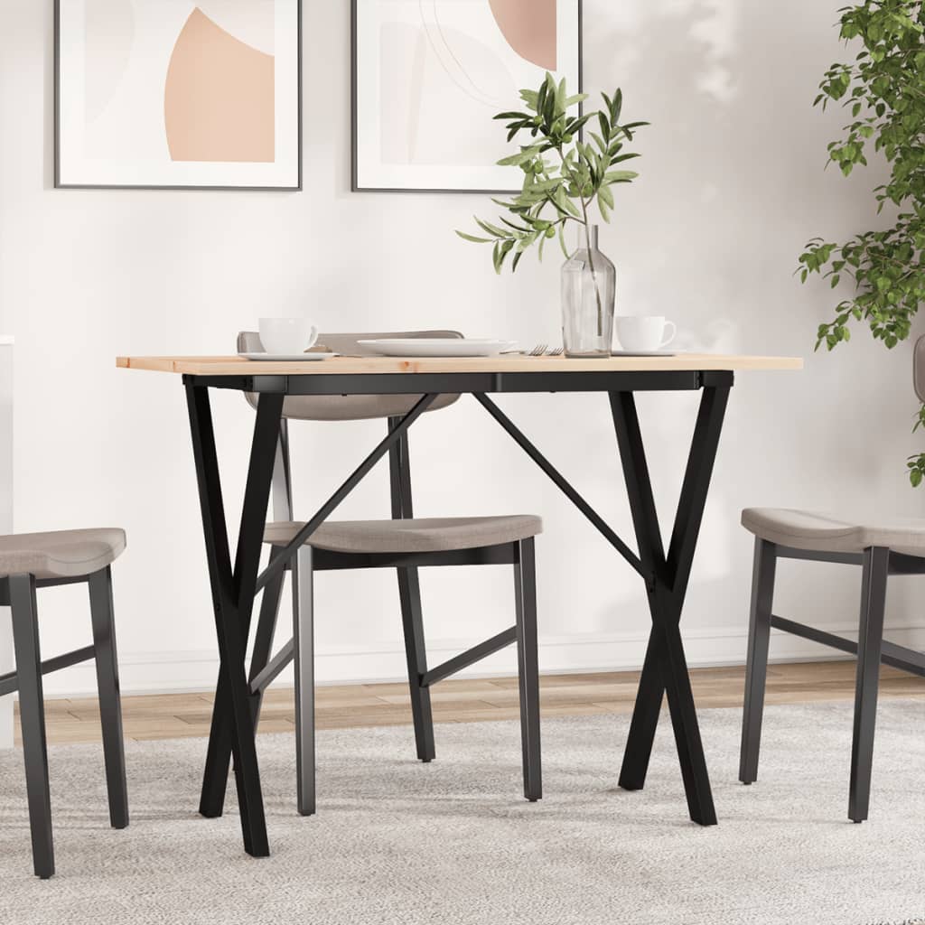 Eettafel X-frame 100x50x75 cm massief grenenhout en staal