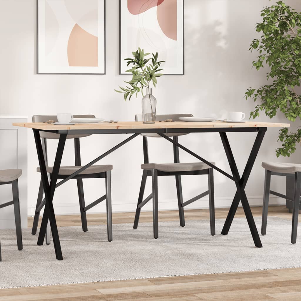 Eettafel X-frame 160x80x75 cm massief grenenhout en staal
