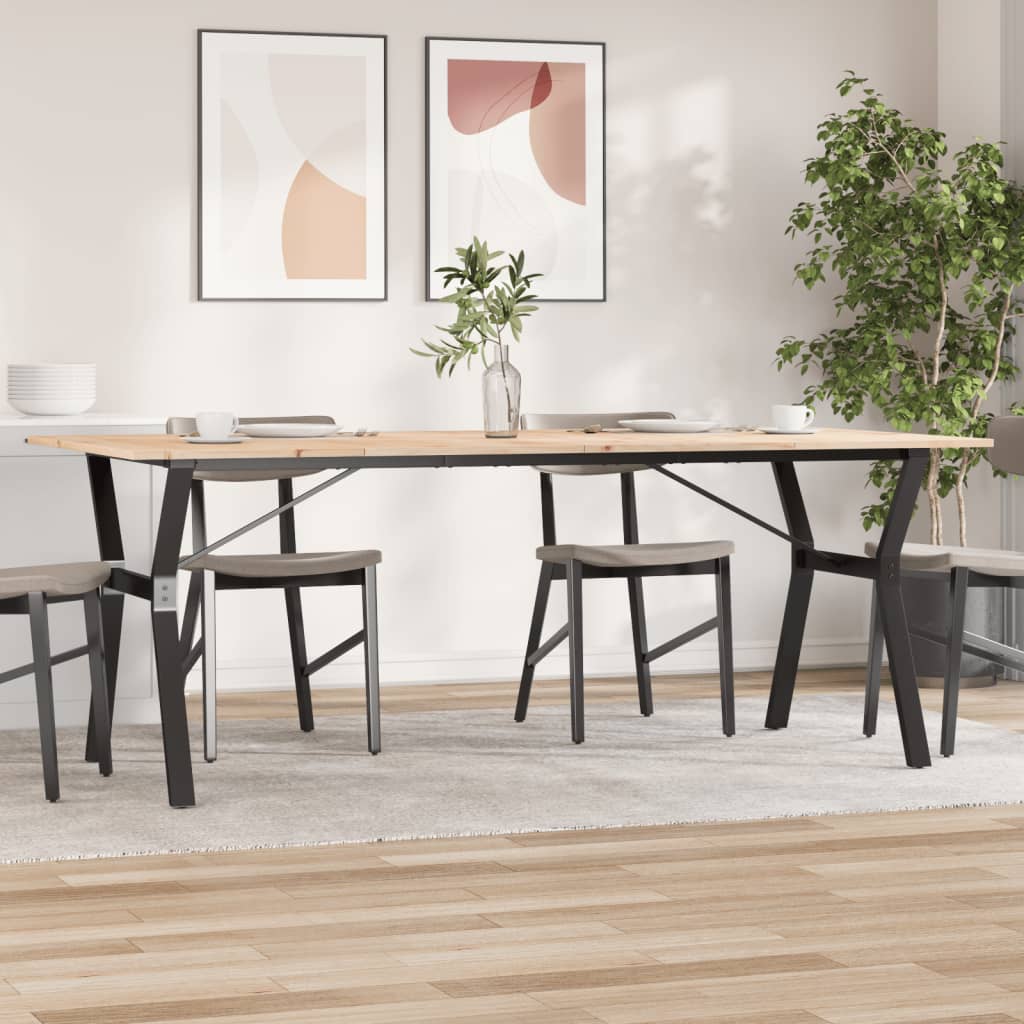 Eettafel Y-frame 200x100x75 cm massief grenenhout en staal
