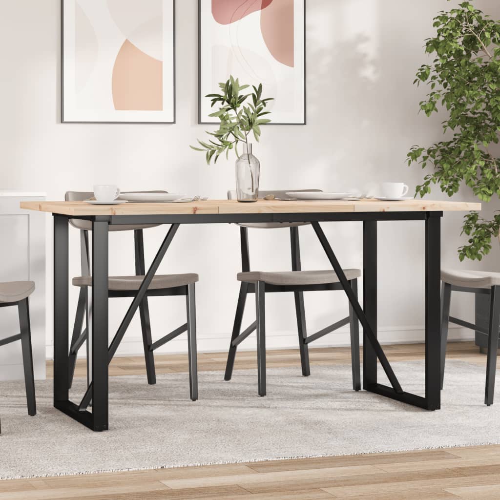 Eettafel O-frame 160x80x75,5 cm massief grenenhout en staal