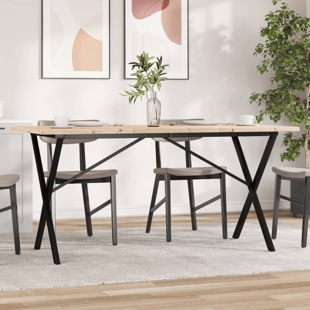 Eettafel X-frame 160x80x75,5 cm massief grenenhout en staal