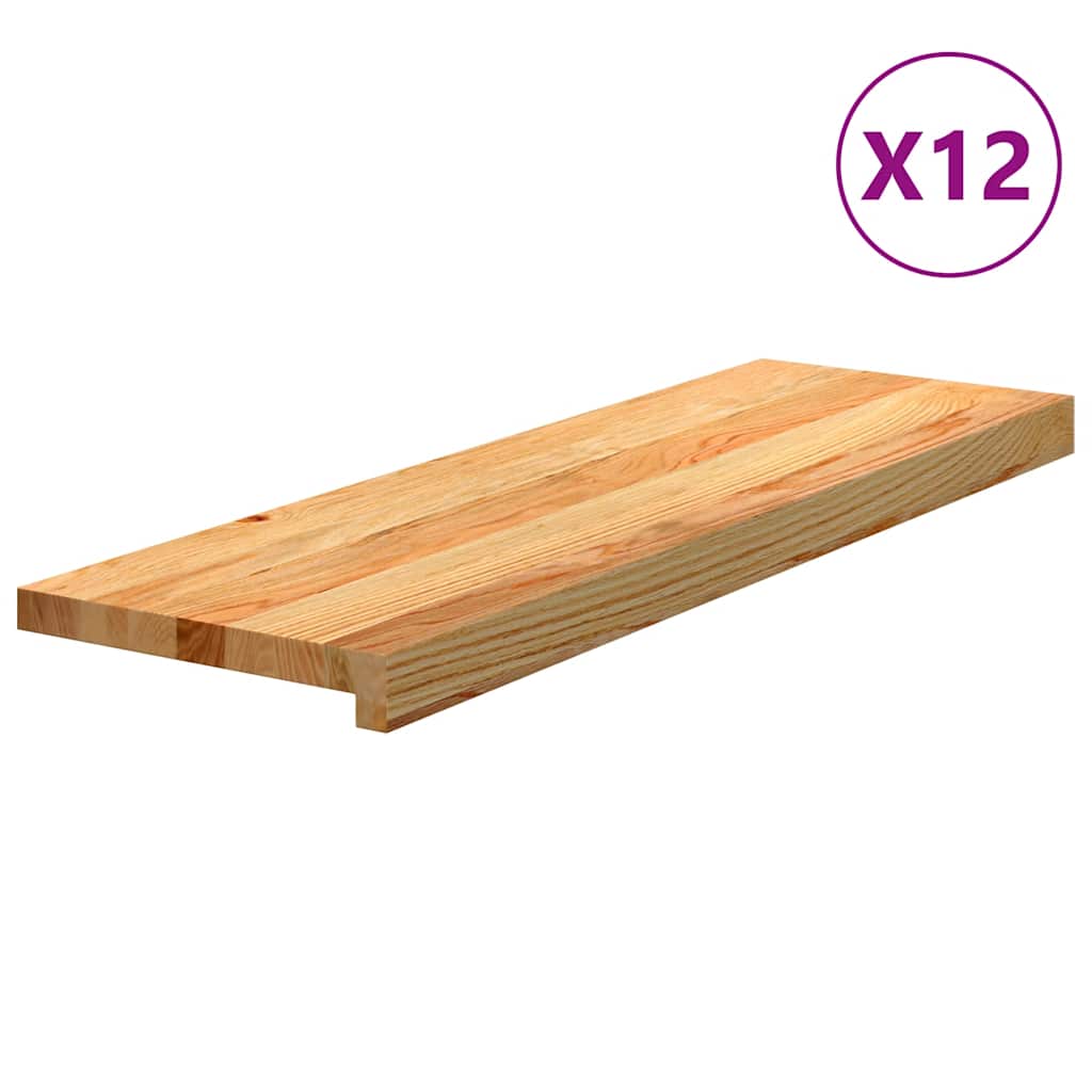 Traptreden 12 st 80x25x2 cm massief eikenhout lichtbruin