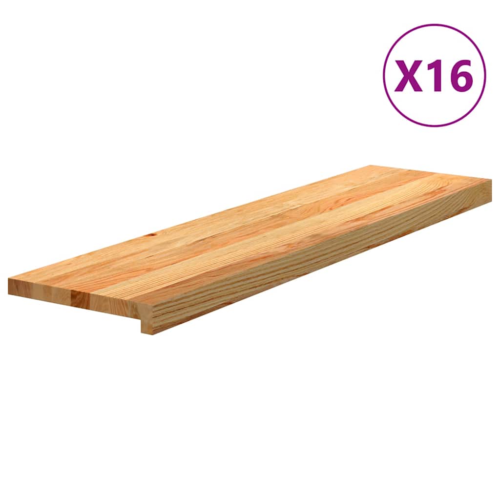 Traptreden 16 st 100x30x2 cm massief eikenhout lichtbruin