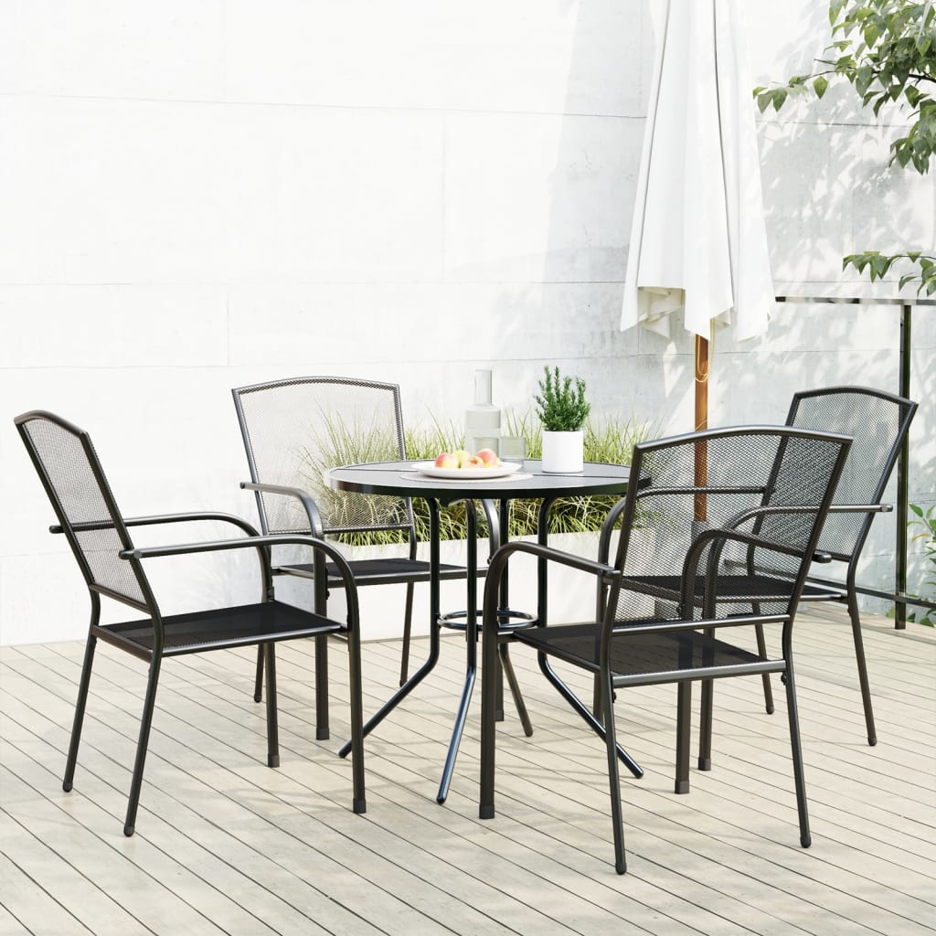 5-delige Tuinset stapelbaar gepoedercoat staal antracietkleurig – afbeelding 1