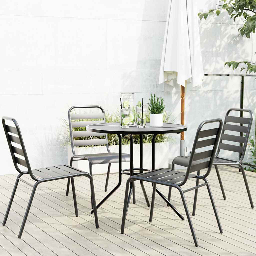 5-delige Tuinset stapelbaar gepoedercoat staal antracietkleur – afbeelding 1