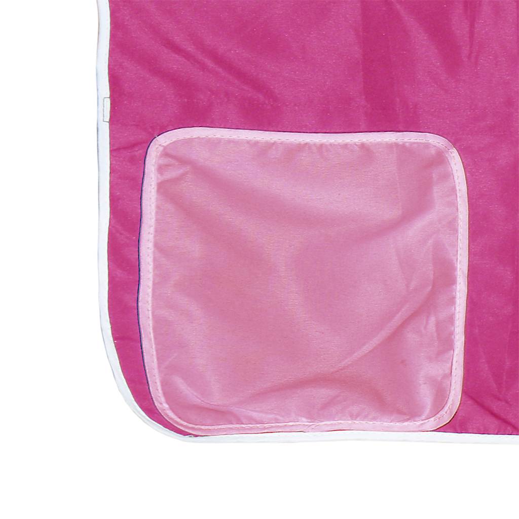 Stapelbed met gordijnen 75x190 cm grenenhout roze – afbeelding 12