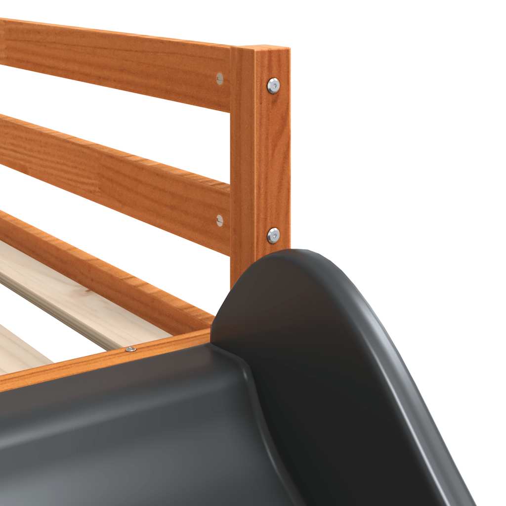 Stapelbed met glijbaan en gordijnen wit en zwart 80x200 cm – afbeelding 12