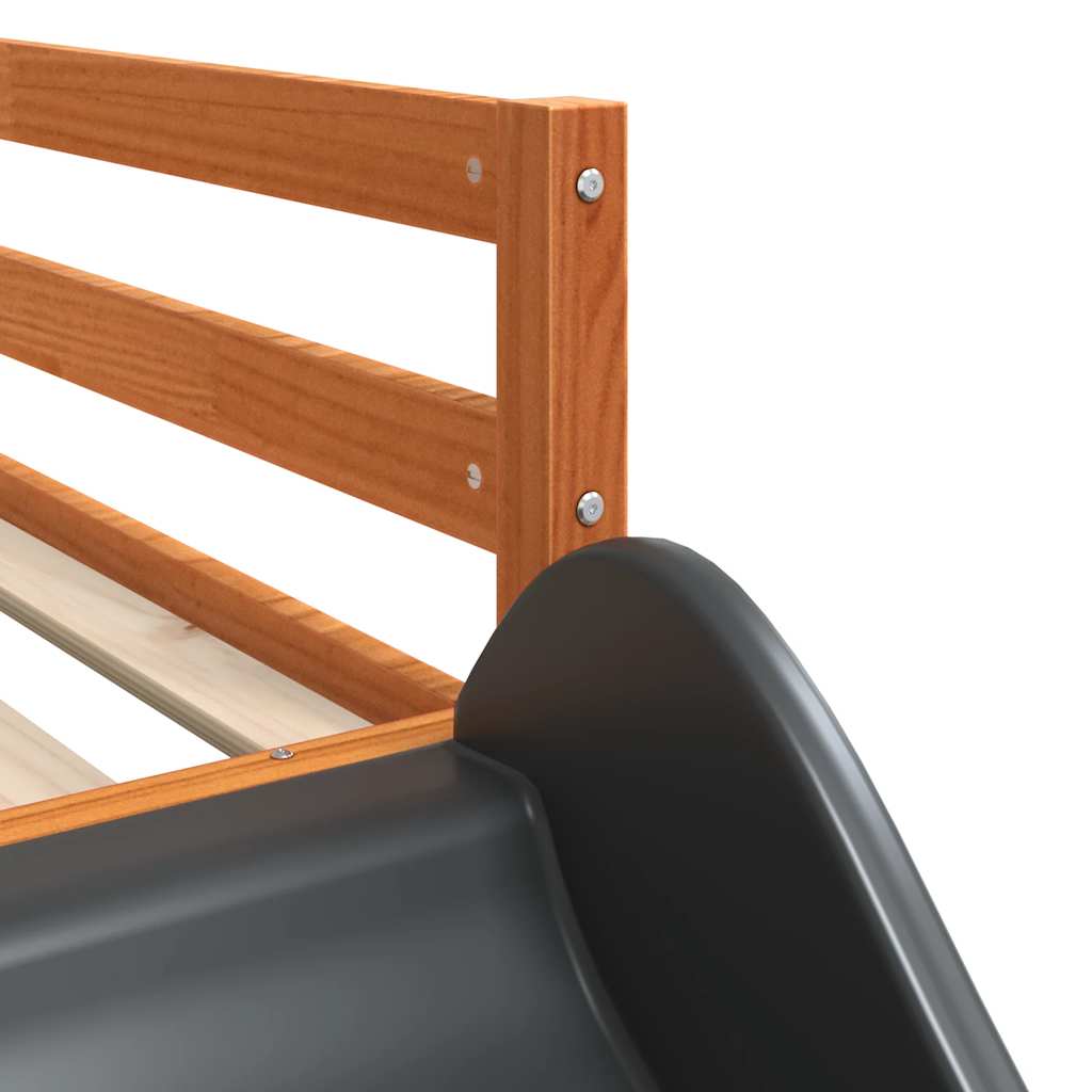 Stapelbed met glijbaan en gordijnen wit en zwart 80x200 cm – afbeelding 12