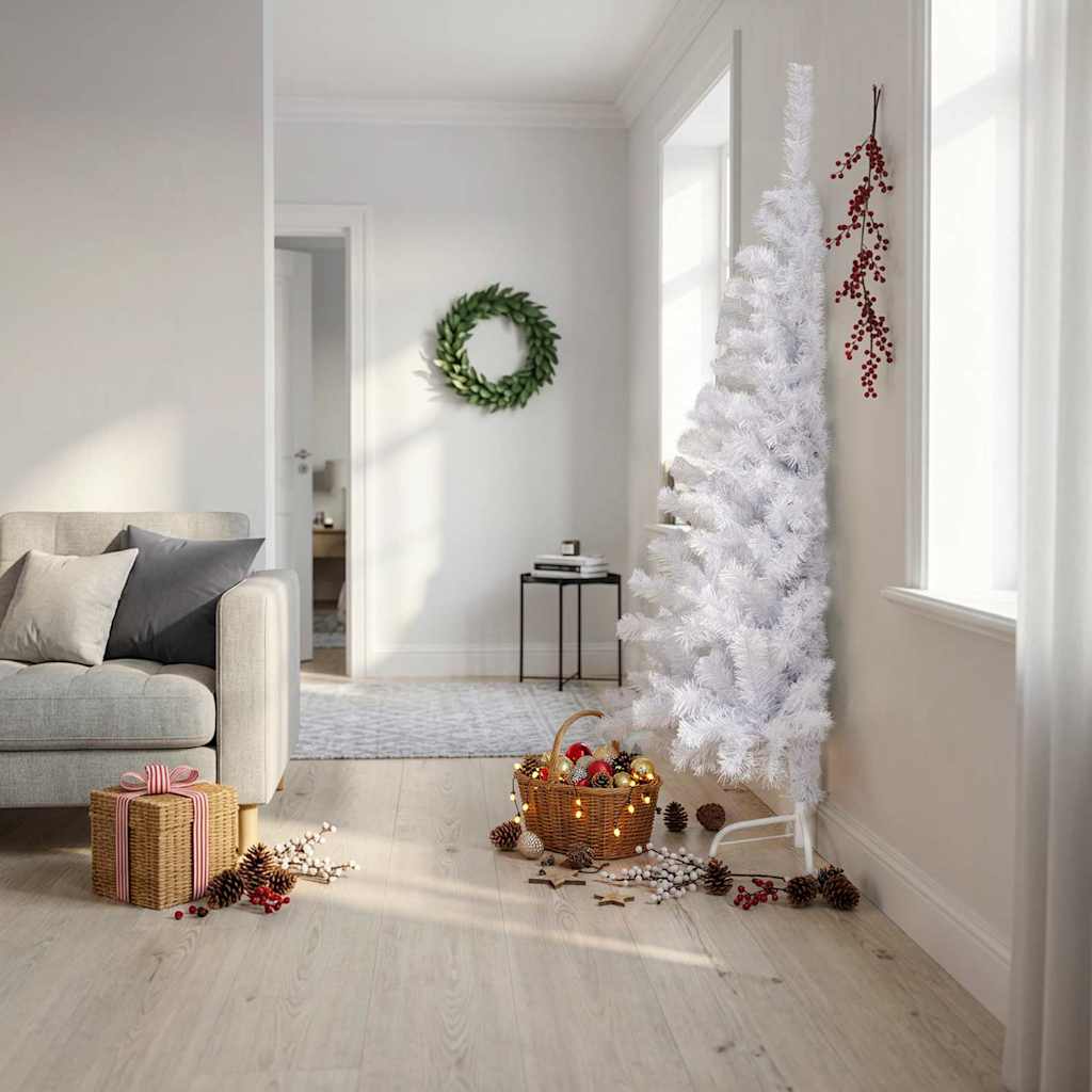Kunstkerstboom met standaard half 210 cm PVC groen