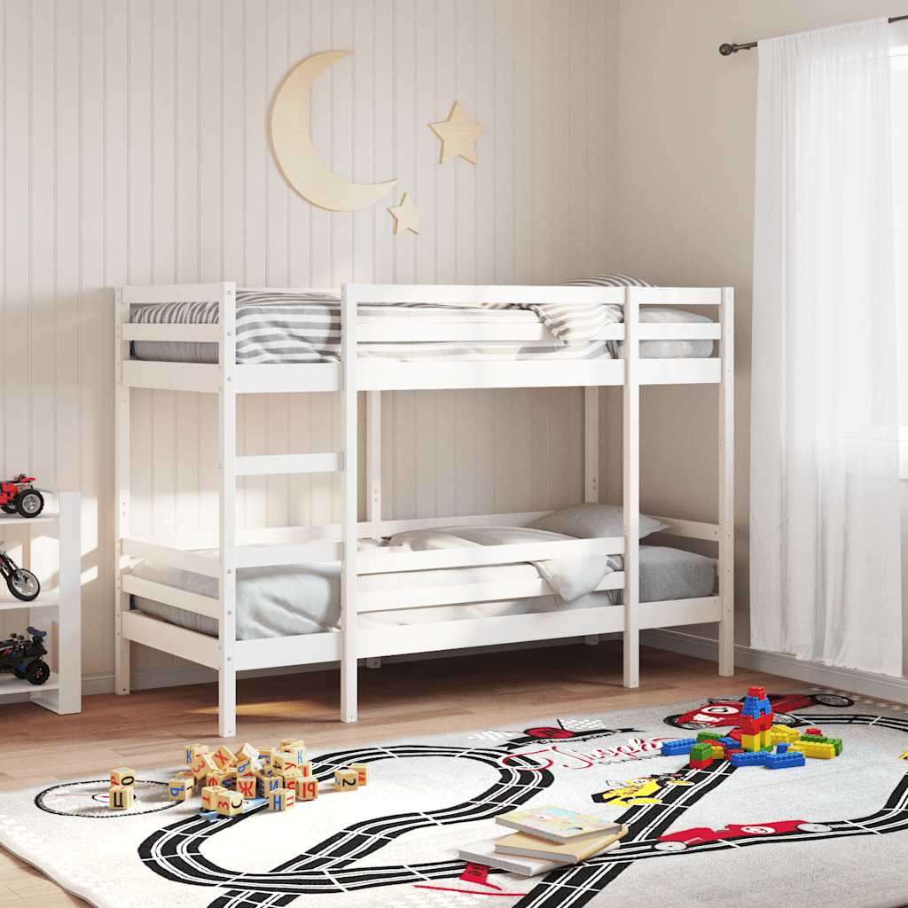 Stapelbed massief grenenhout wit 90x200 cm – afbeelding 1