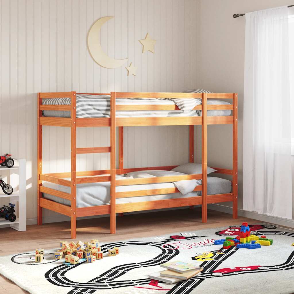 Stapelbed massief grenenhout wasbruin 90x190 cm – afbeelding 1