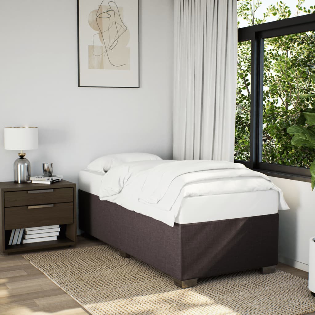 Bedframe zonder matras 80x200 cm stof donkerbruin – afbeelding 1