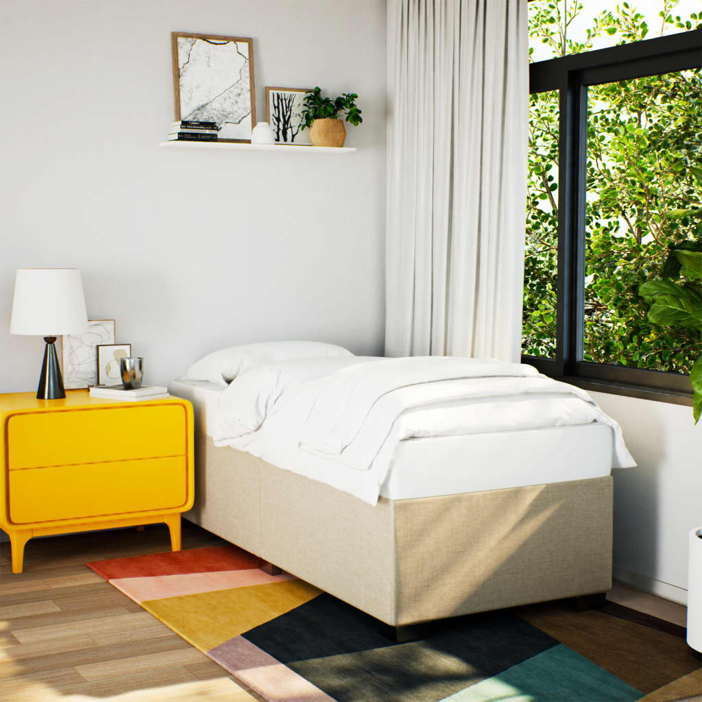 Bedframe zonder matras 100x200 cm stof crèmekleurig – afbeelding 1