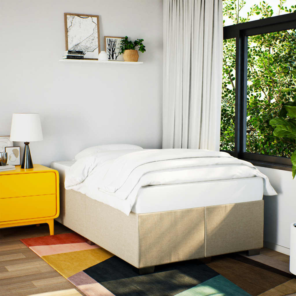 Bedframe zonder matras 120x200 cm stof crèmekleurig – afbeelding 1