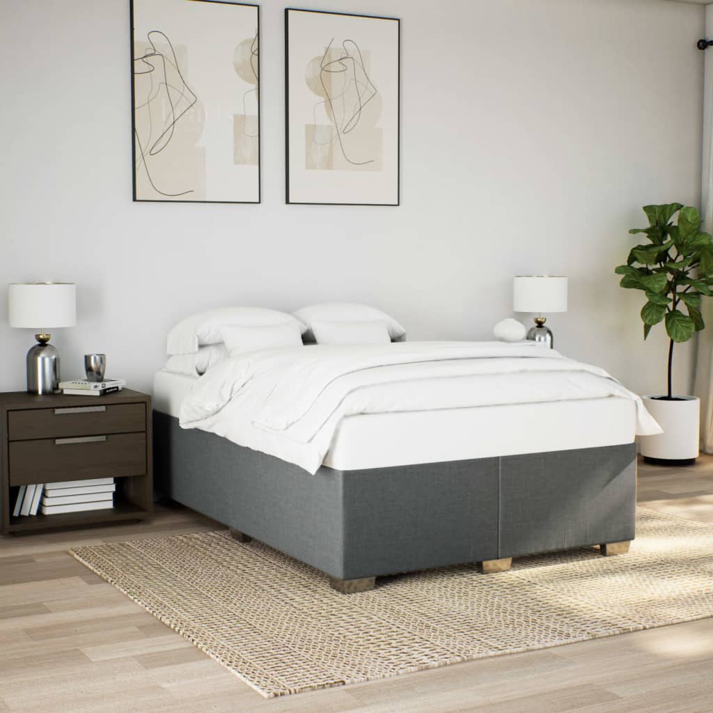 Bedframe zonder matras stof donkergrijs 140x200 cm – afbeelding 1