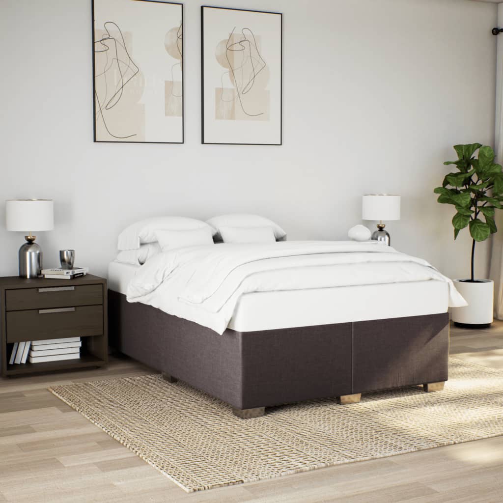 Bedframe zonder matras stof donkerbruin 140x200 cm – afbeelding 1
