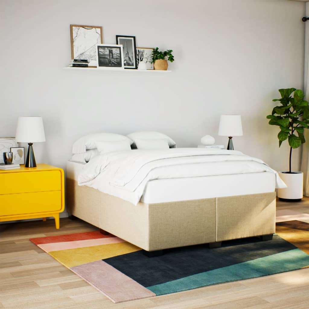 Bedframe zonder matras stof crèmekleurig 140x200 cm – afbeelding 1