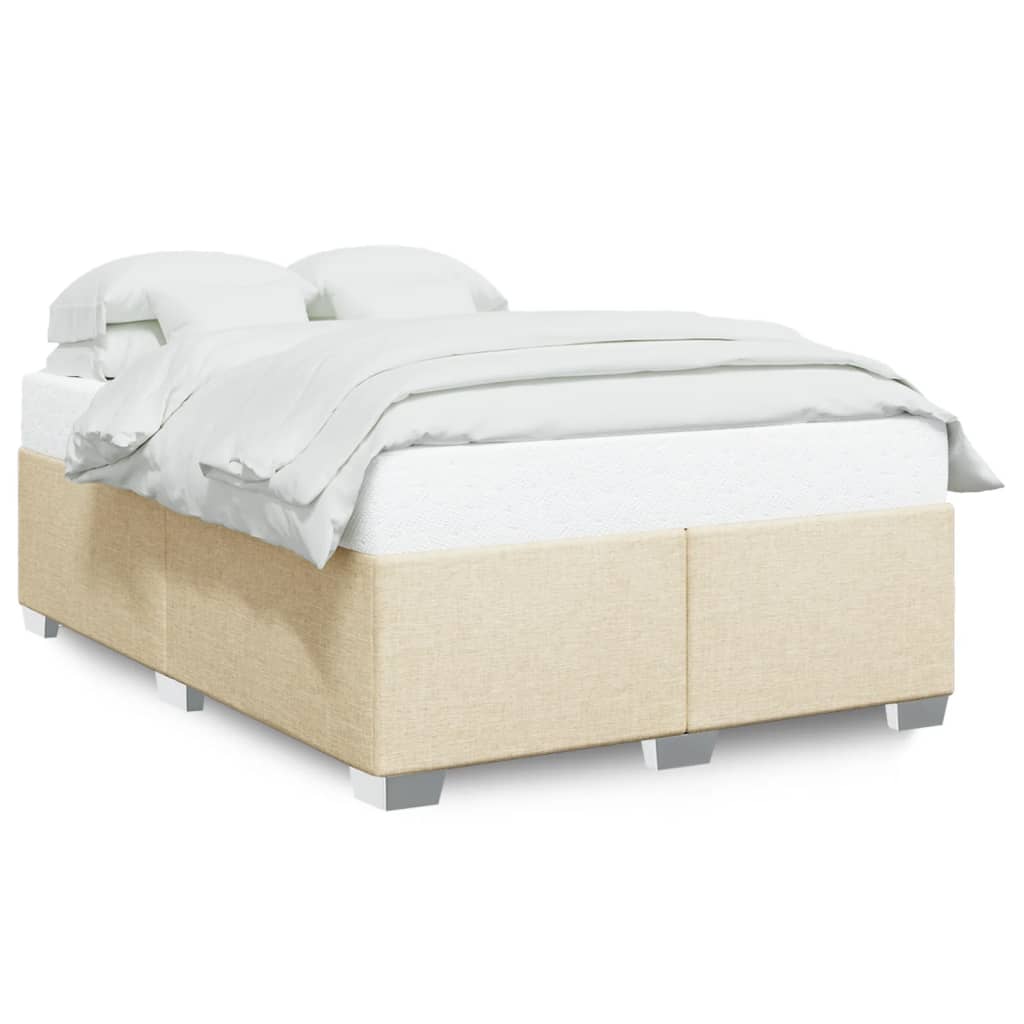 Bedframe zonder matras stof crèmekleurig 160x200 cm – afbeelding 2