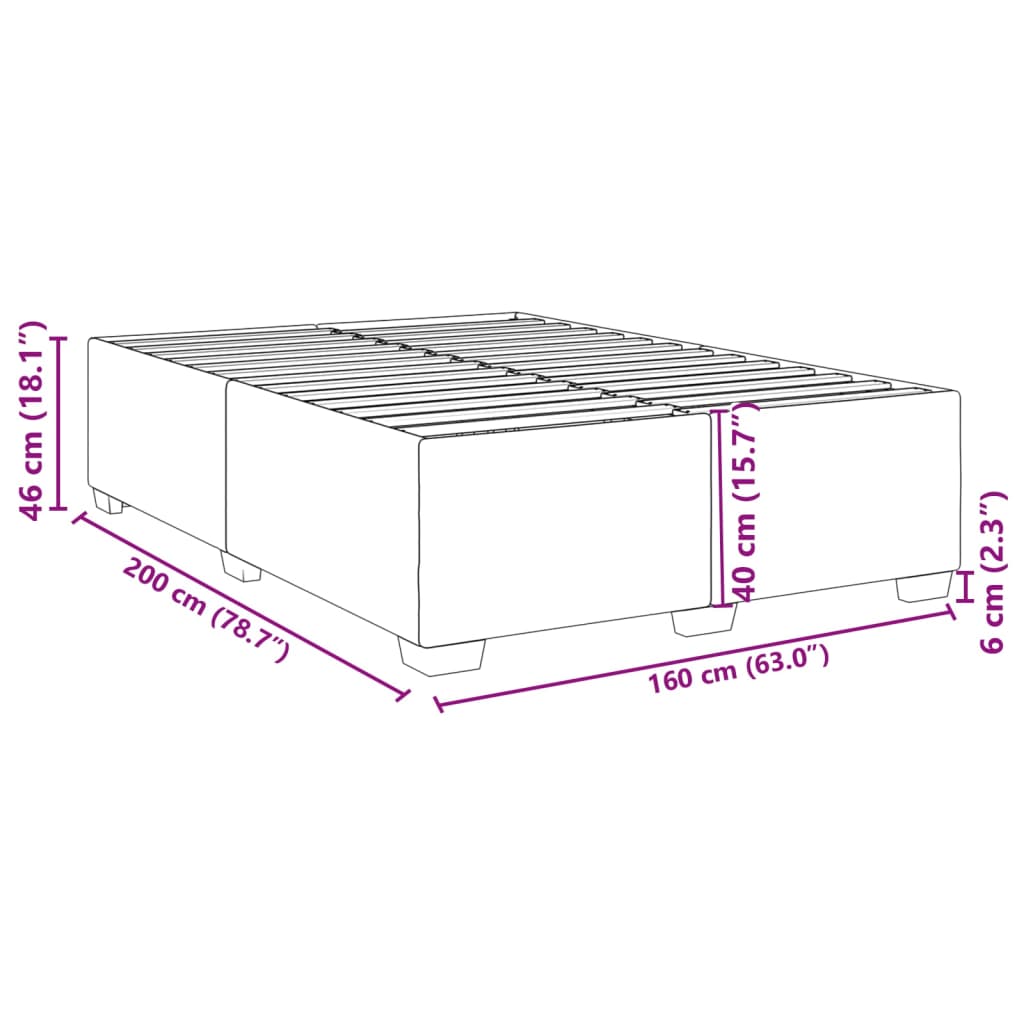Bedframe zonder matras stof crèmekleurig 160x200 cm – afbeelding 9