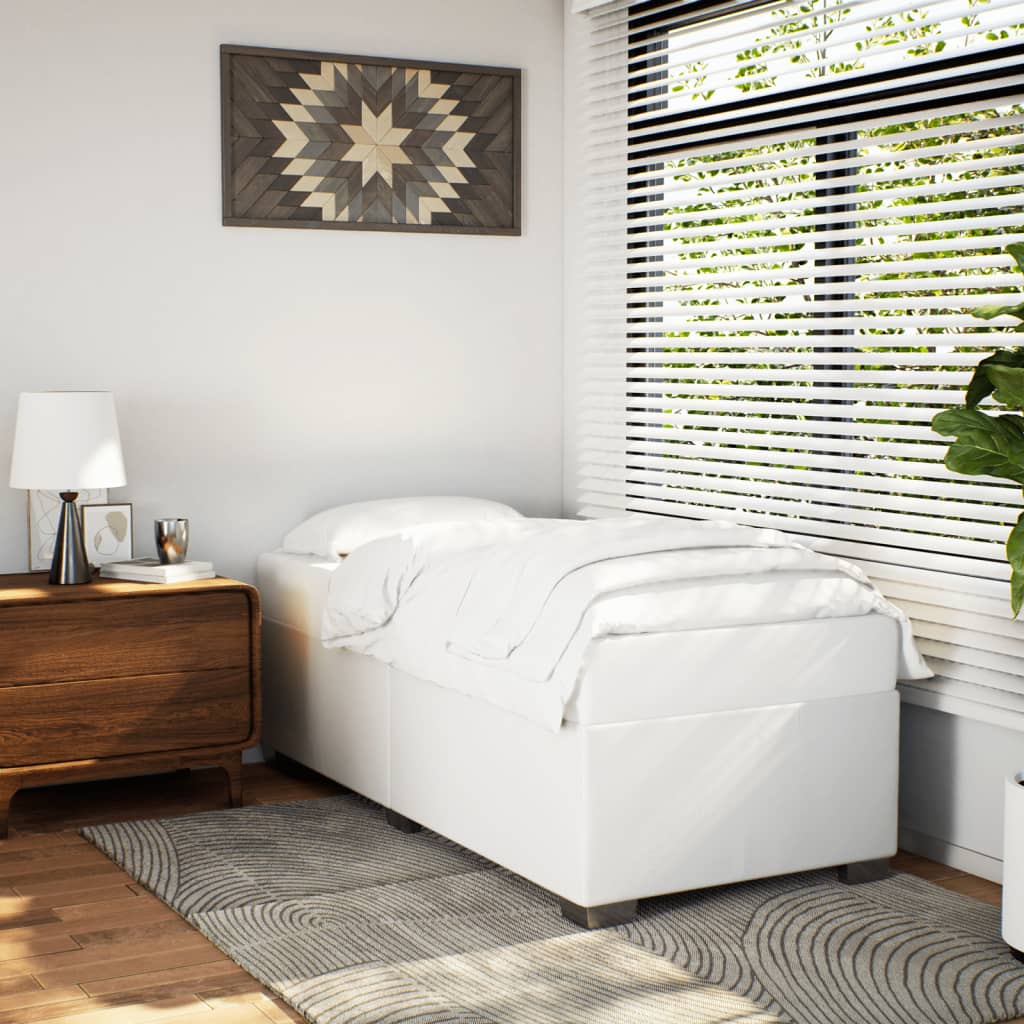 Bedframe kunstleer wit 80x200 cm – afbeelding 1