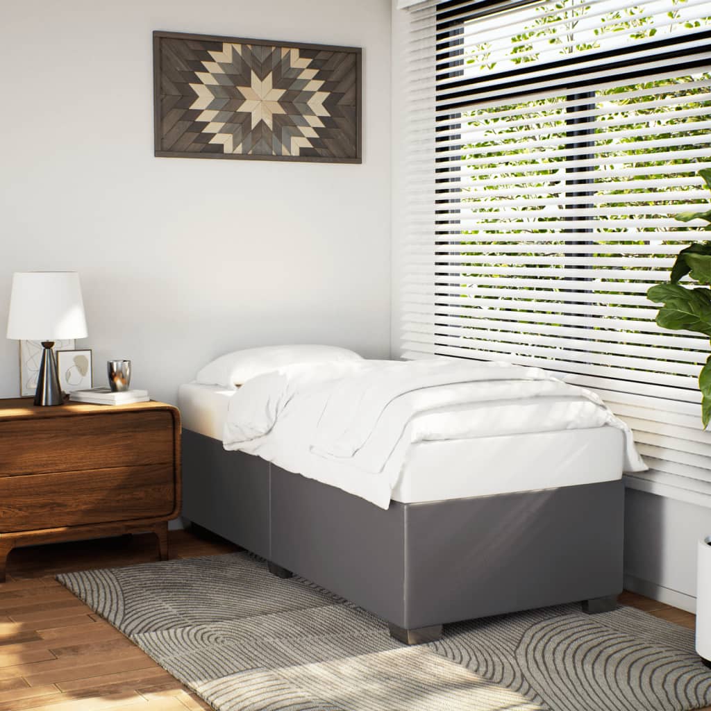 Bedframe kunstleer grijs 80x200 cm – afbeelding 1