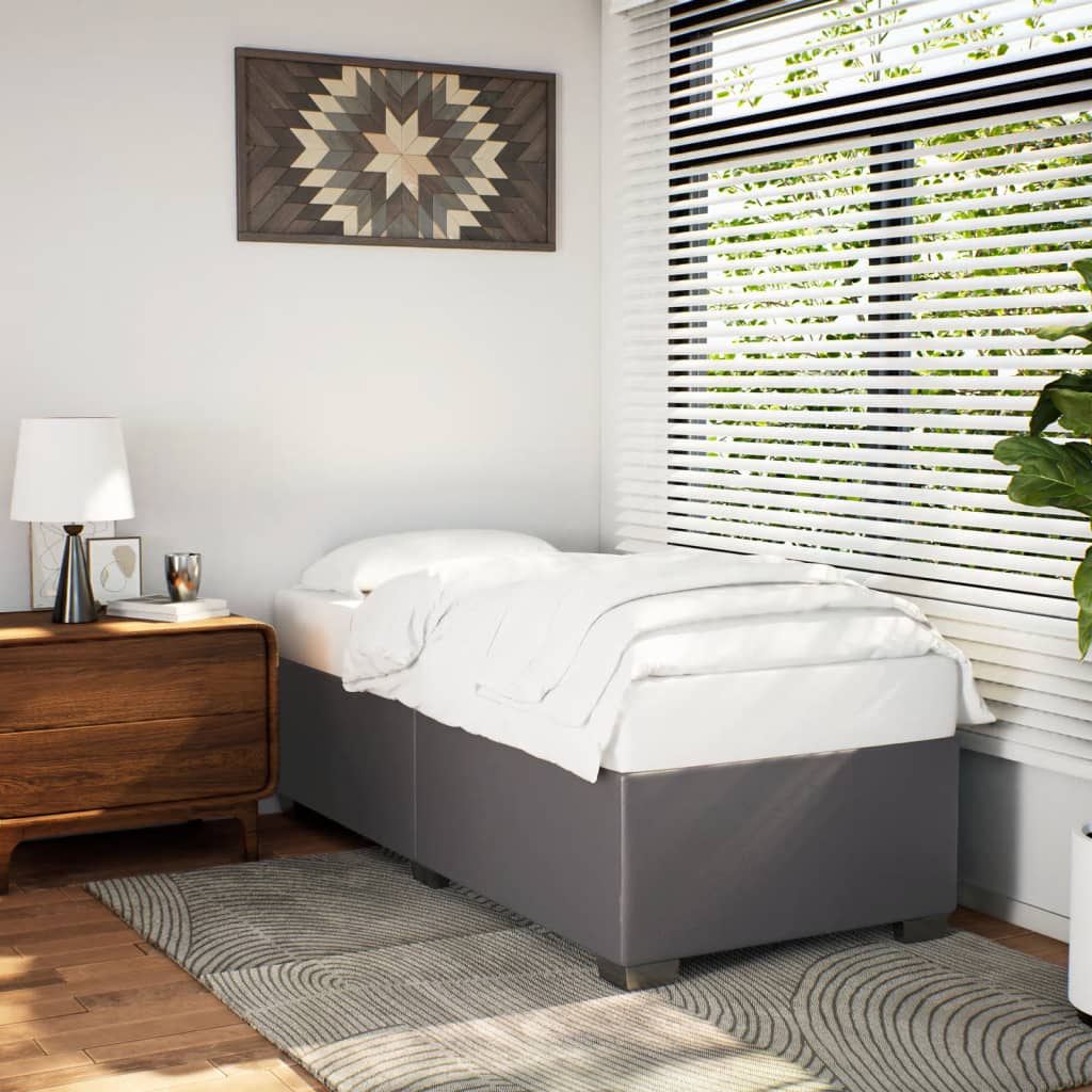 Bedframe kunstleer grijs 90x190 cm – afbeelding 1