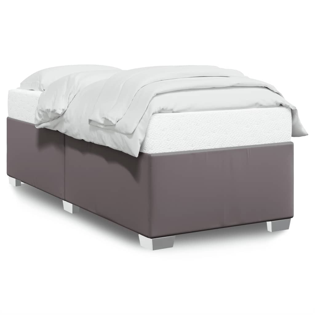 Bedframe kunstleer grijs 90x200 cm – afbeelding 2