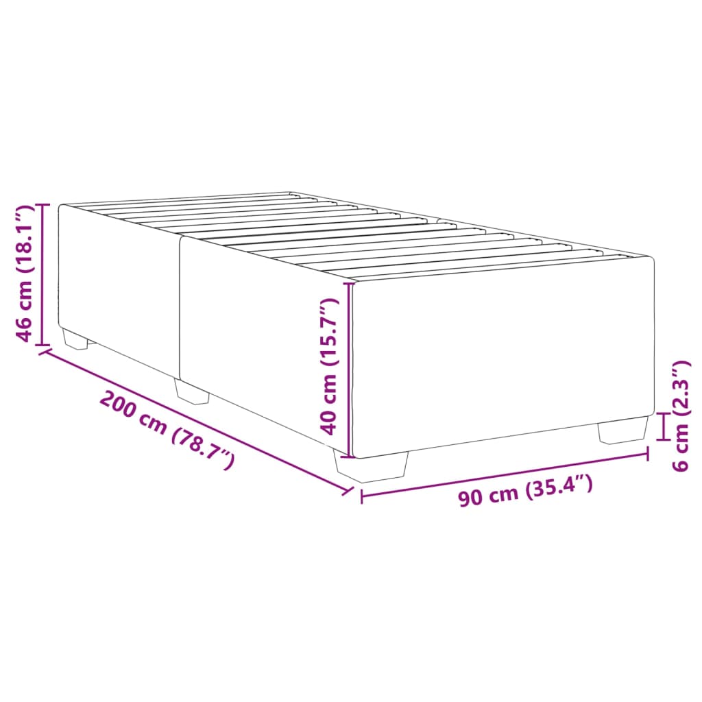 Bedframe kunstleer grijs 90x200 cm – afbeelding 9