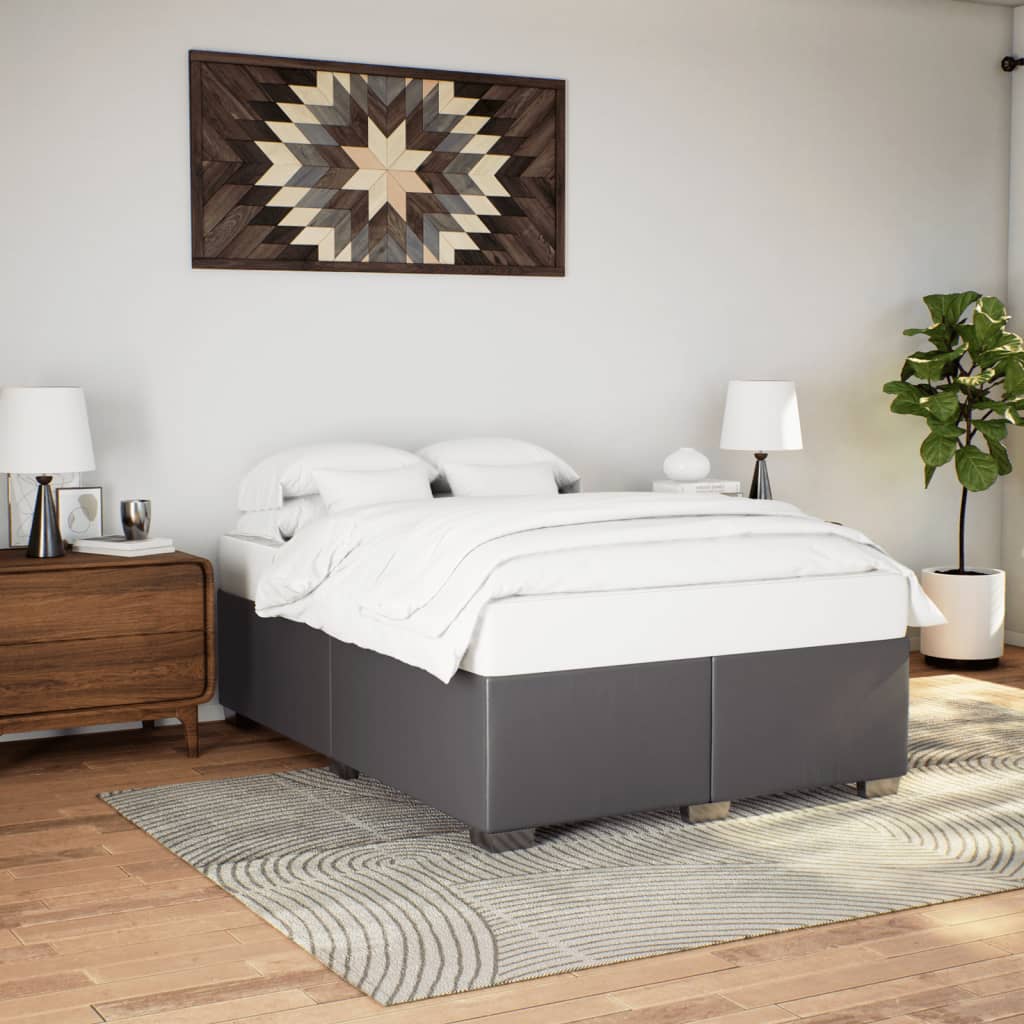 Bedframe kunstleer grijs 140x200 cm – afbeelding 1
