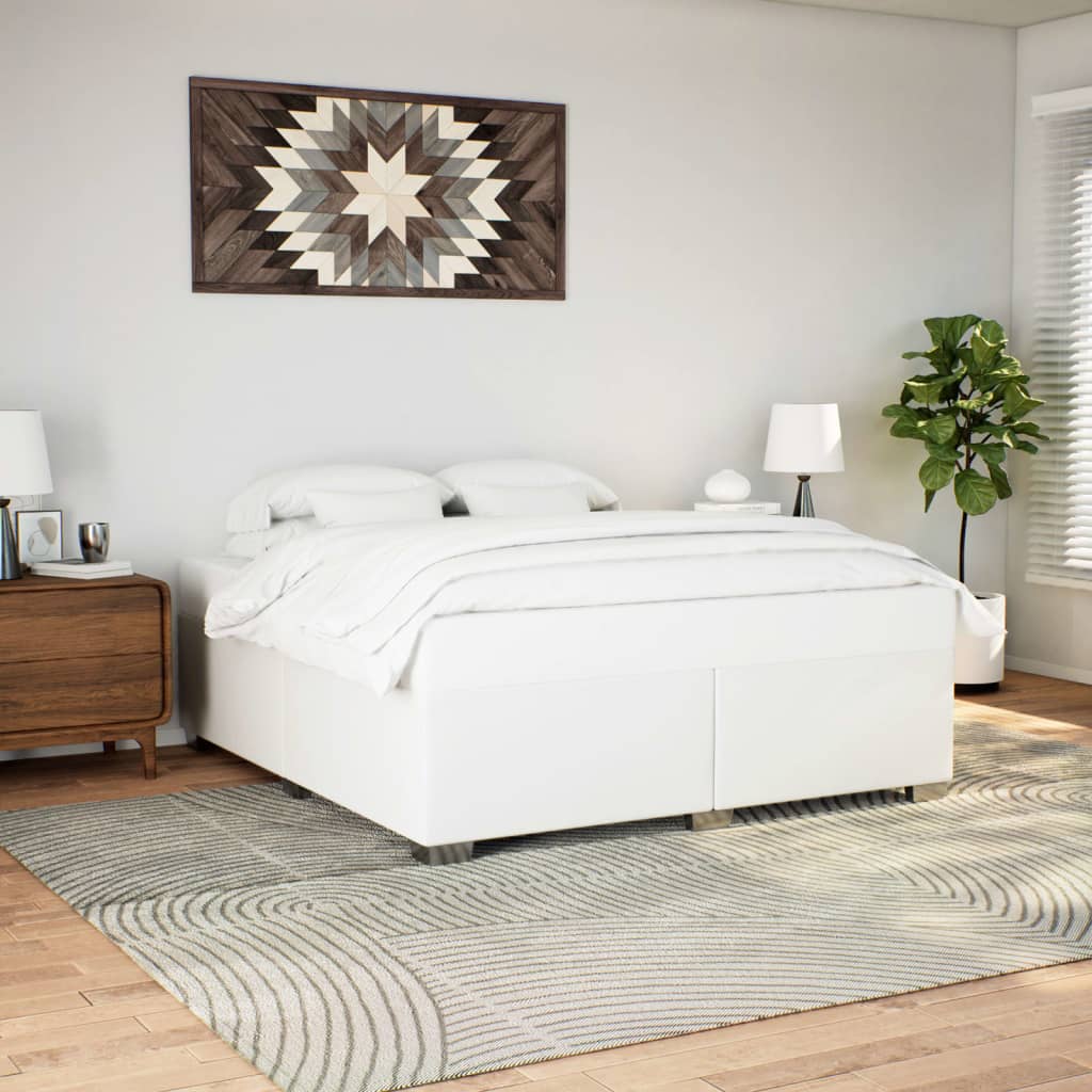 Bedframe kunstleer wit 200x200 cm – afbeelding 1