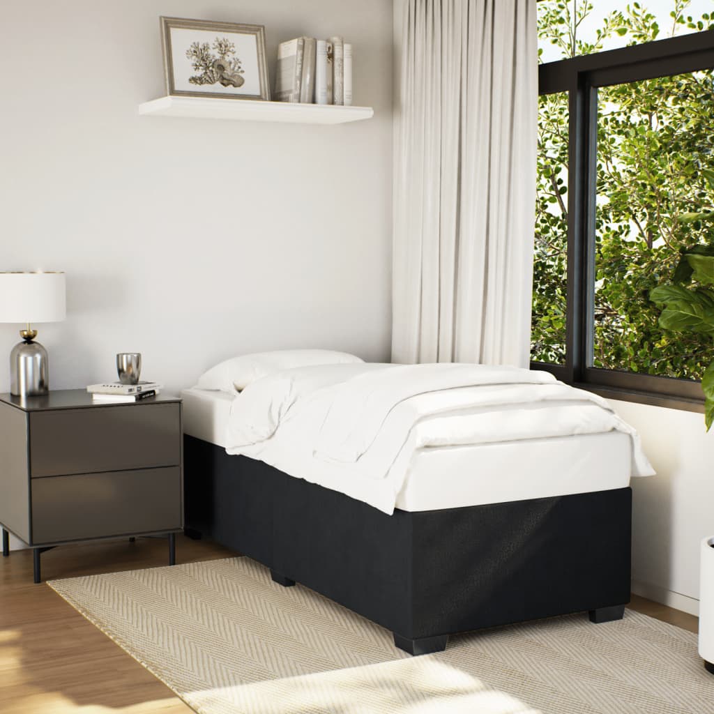 Bedframe fluweel zwart 80x200 cm – afbeelding 1