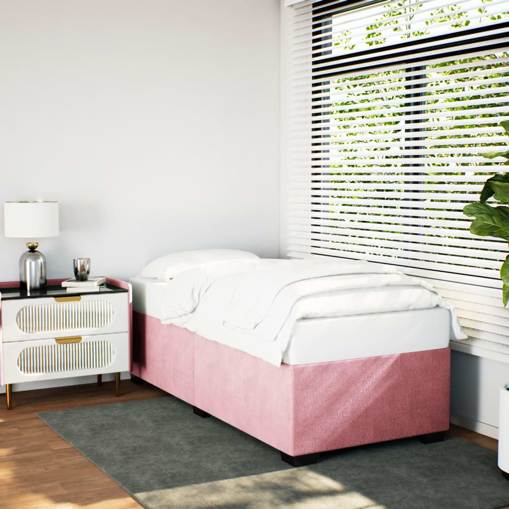 Bedframe fluweel roze 80x200 cm – afbeelding 1