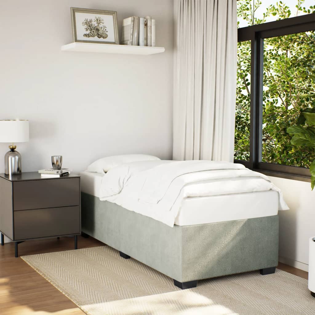 Bedframe zonder matras 90x200 cm fluweel lichtgrijs – afbeelding 1