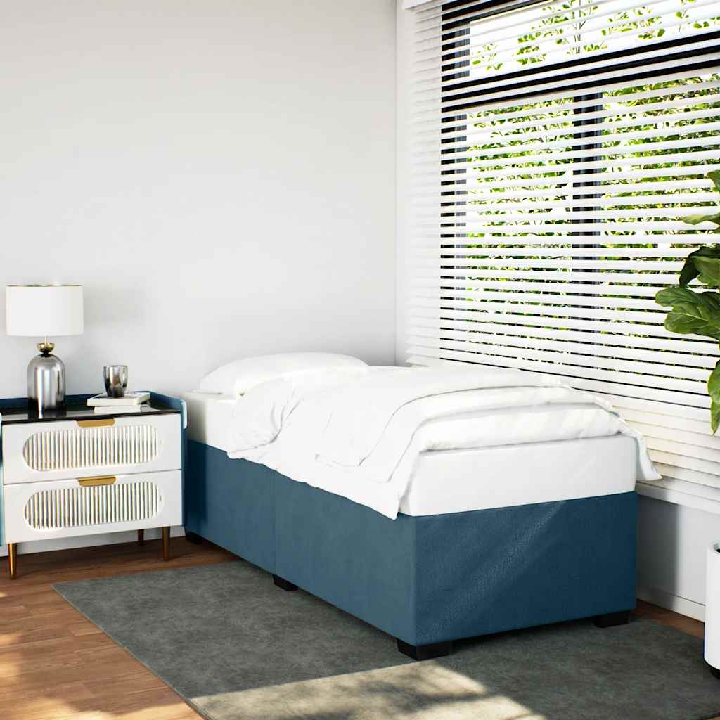 Bedframe fluweel blauw 90x200 cm – afbeelding 1