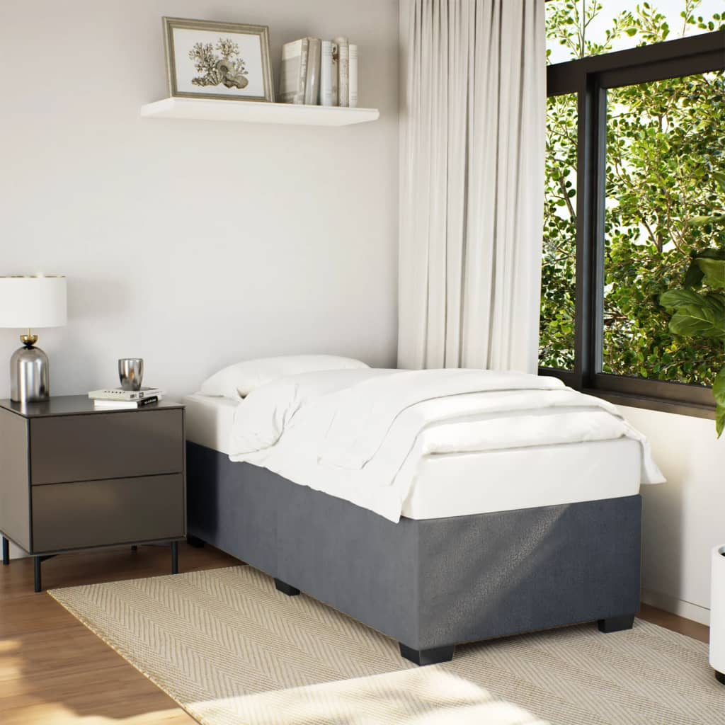 Bedframe zonder matras 100x200 cm fluweel donkergrijs – afbeelding 1