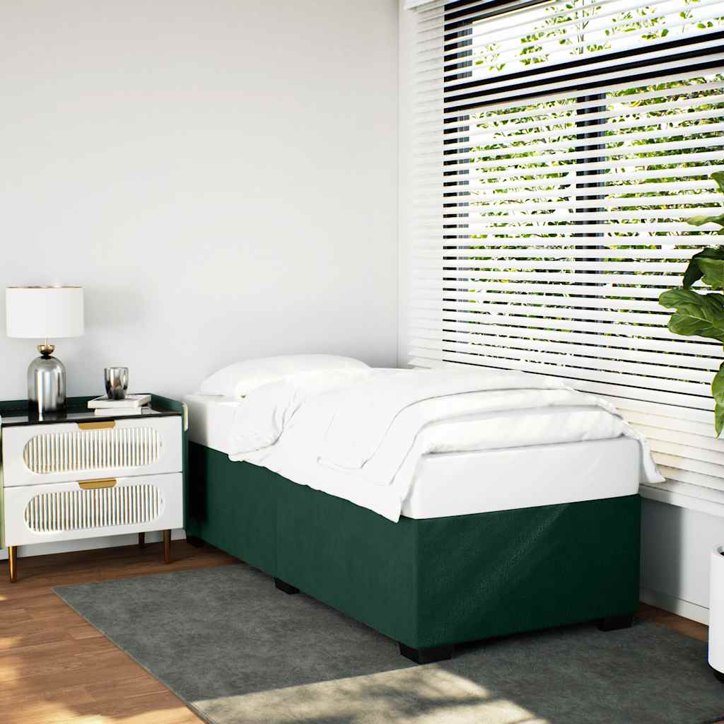 Bedframe zonder matras 100x200 cm fluweel donkergroen – afbeelding 1