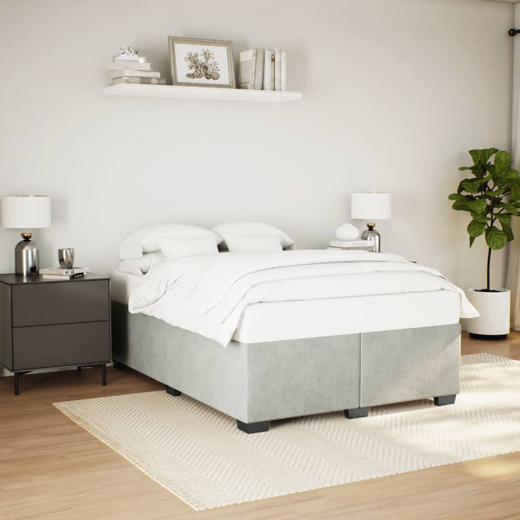 Bedframe zonder matras 140x200 cm fluweel lichtgrijs – afbeelding 1